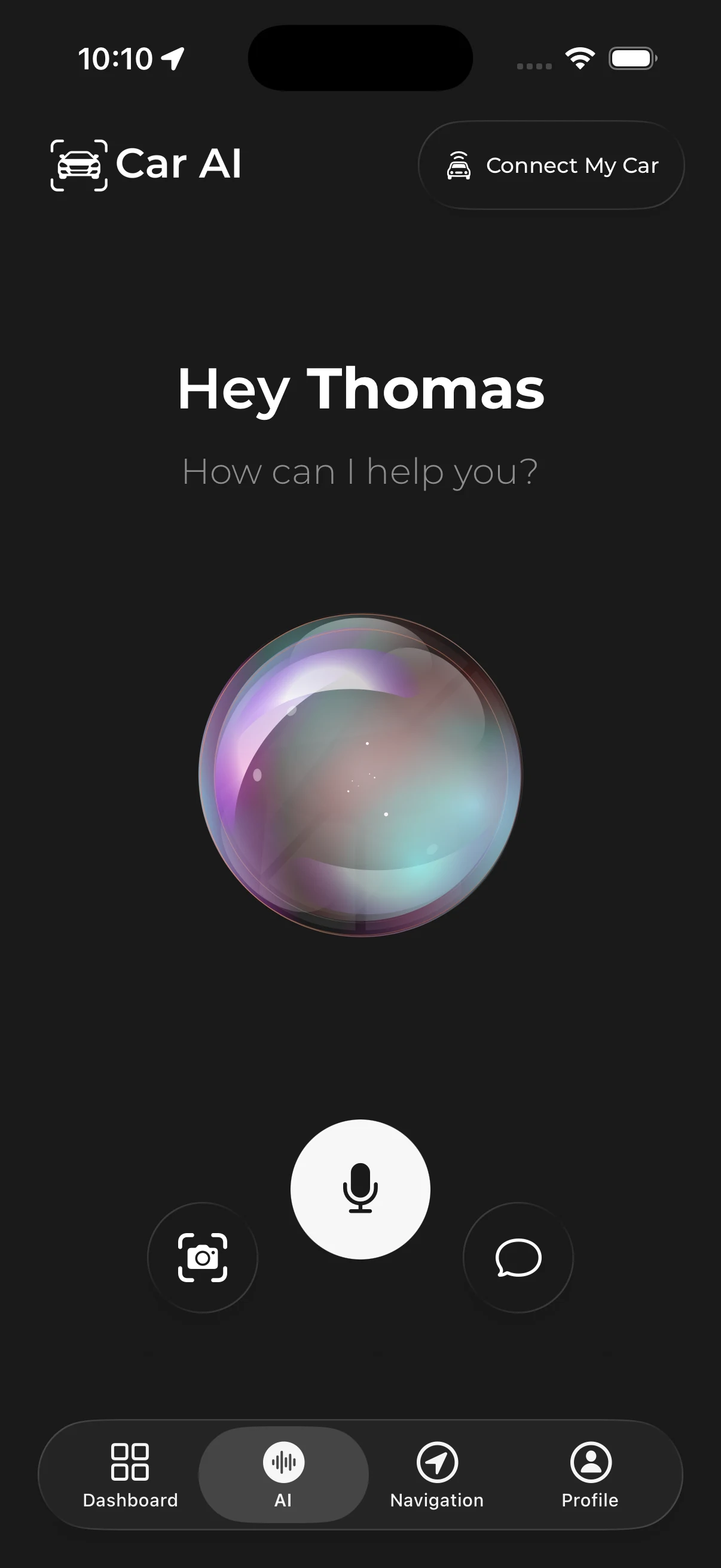 Car AI voice assistant and its glowing orb